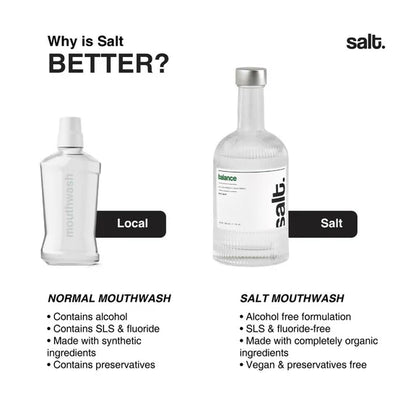 Salt. Oral Care Balance Mouthwash Natural Alkaline Probiotic Mouthwash with Basil Mint - 330 ml