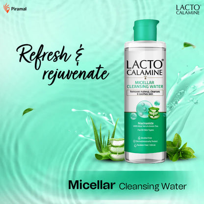Lacto Calamine Micellar Cleansing Water,Removes Makeup & Clears Skin - 100 ml