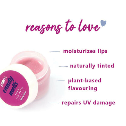 Plum Candy Melts Vegan Lip Balm Berry Feast For Dry & Chapped Lips, Natural SPF with Vitamin A - 12 gm