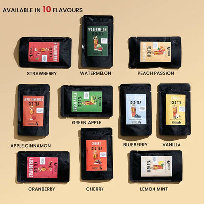 Bevzilla Instant Iced Tea Powder - Assorted 10 Flavours - 10 sachets