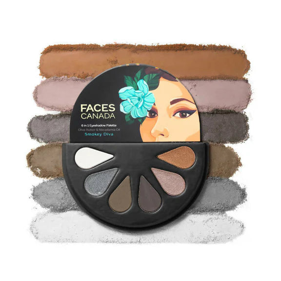 Faces Canada 6 In 1 Eyeshadow Palette - Smokey Diva - 6 gm 41 customers are viewing this product