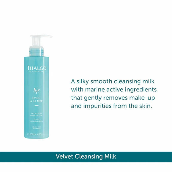 Thalgo Velvet Cleansing Milk - Gentle Cleansing Milk with Castor & Grape Seed Oils - 200 ml