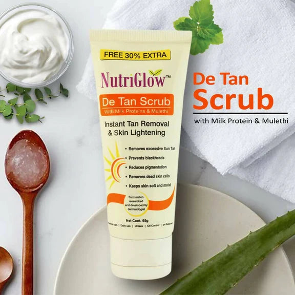 NutriGlow De Tan Scrub With Milk Protein & Mulethi - 65 gm