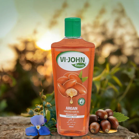 VI-JOHN Naturale Argan Enriched Hair Oil Moisture & Soft with Vitamin A.E & F - 300 ml