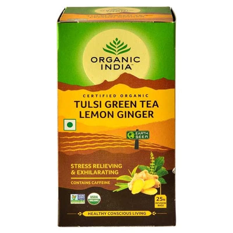 Organic India Tulsi Green Tea Lemon Ginger Tea Bags