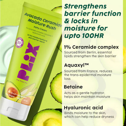 PLIX The Plant Fix Avocado 1% Ceramide Moisture Rush Barrier Repair Cream With SPF 20 - 50 gm