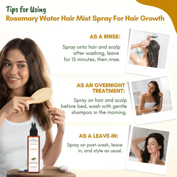 Mystiq Living Rosemary Water for Hair Growth - Hair Mist Spray - 100 ml
