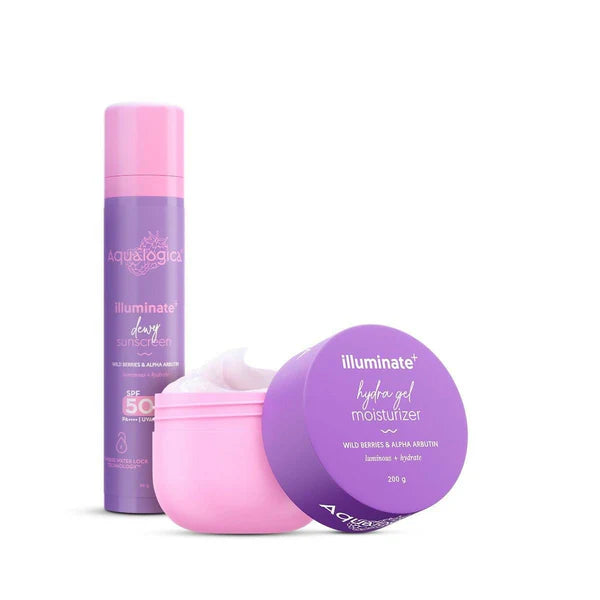 Aqualogica Skin Illuminate Duo With Illuminate Sunscreen And Hydra Gel Moisturizer - combo