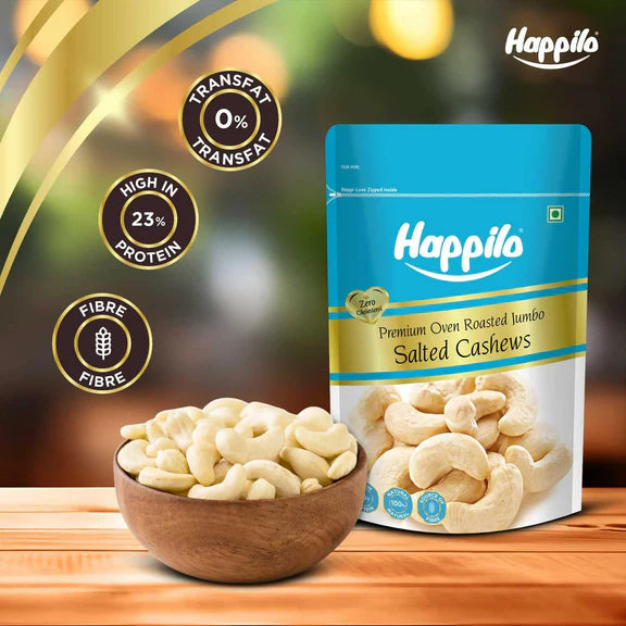 Happilo Premium Roasted and Salted Cashews/Kaju - 200 gm