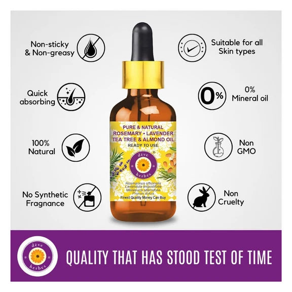 Deve Herbes Pure And Natural Rosemary Lavender Tea Tree & Almond Oil - 100 ml