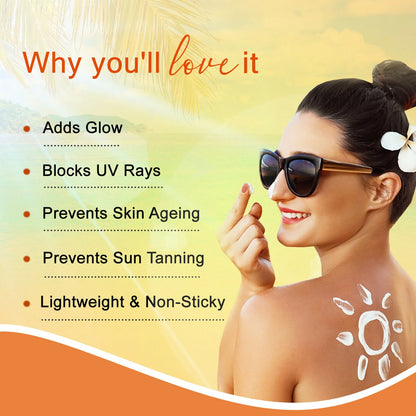 Globus Naturals Vitamin C Sunscreen Cream with Goodness of Coconut & Papaya For Sun Protection All Skin Types - 100 gm