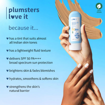 Plum Rice Water & 3% NiacinamiPlum Rice Water & 3% Niacinamide Sheer-Tinted Sunscreen With SPF 50 PA++++ For Oily To Normal Skin - 50 gmde Sheer-Tinted Sunscreen With SPF 50 PA++++ For Oily To Normal Skin - 50 gm