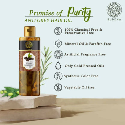 Buddha Natural Anti Grey Hair Oil For Anti Greying and Natural Hair Color - 150 ml