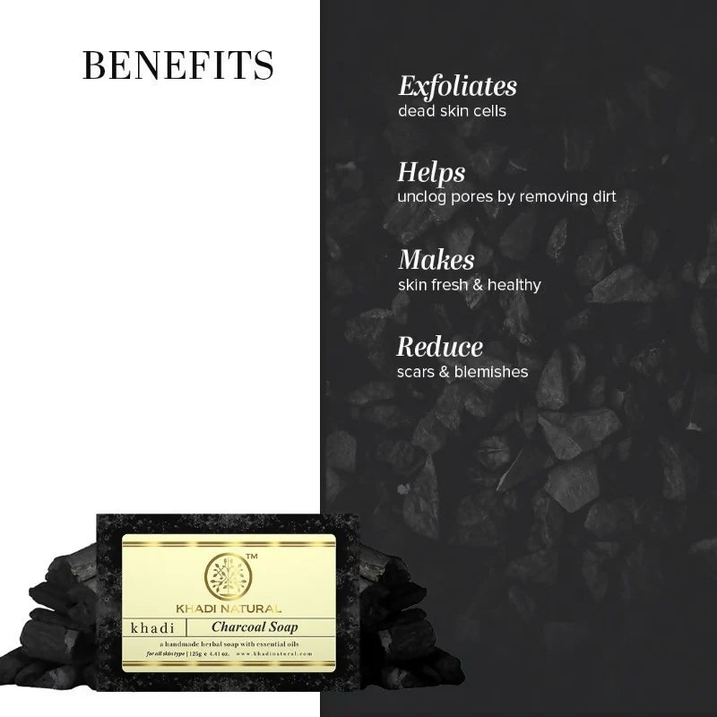 Khadi Natural Charcoal Handmade Soap - 125 gm