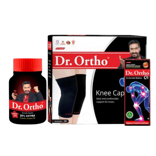 Dr. Ortho Ayurvedic Oil, Capsules & Knee Cap Combo - combo