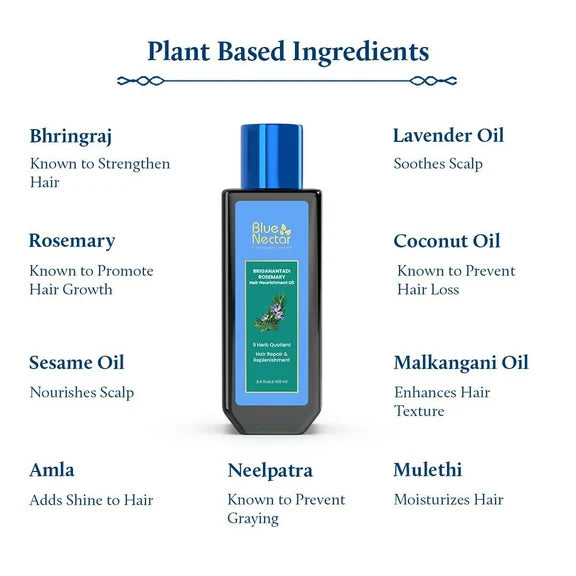 Blue Nectar Briganantadi Rosemary Hair Nourishment Oil - 100 ml