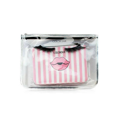 Colorbar Pouch Lips & Lashes Flat Pouches (Set Of Two) - White+Blush Pink - Combo