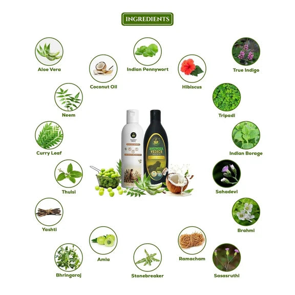 Bhumika Vedics Herbal Hair Oil & Ayurvedic Shampoo Combo - combo