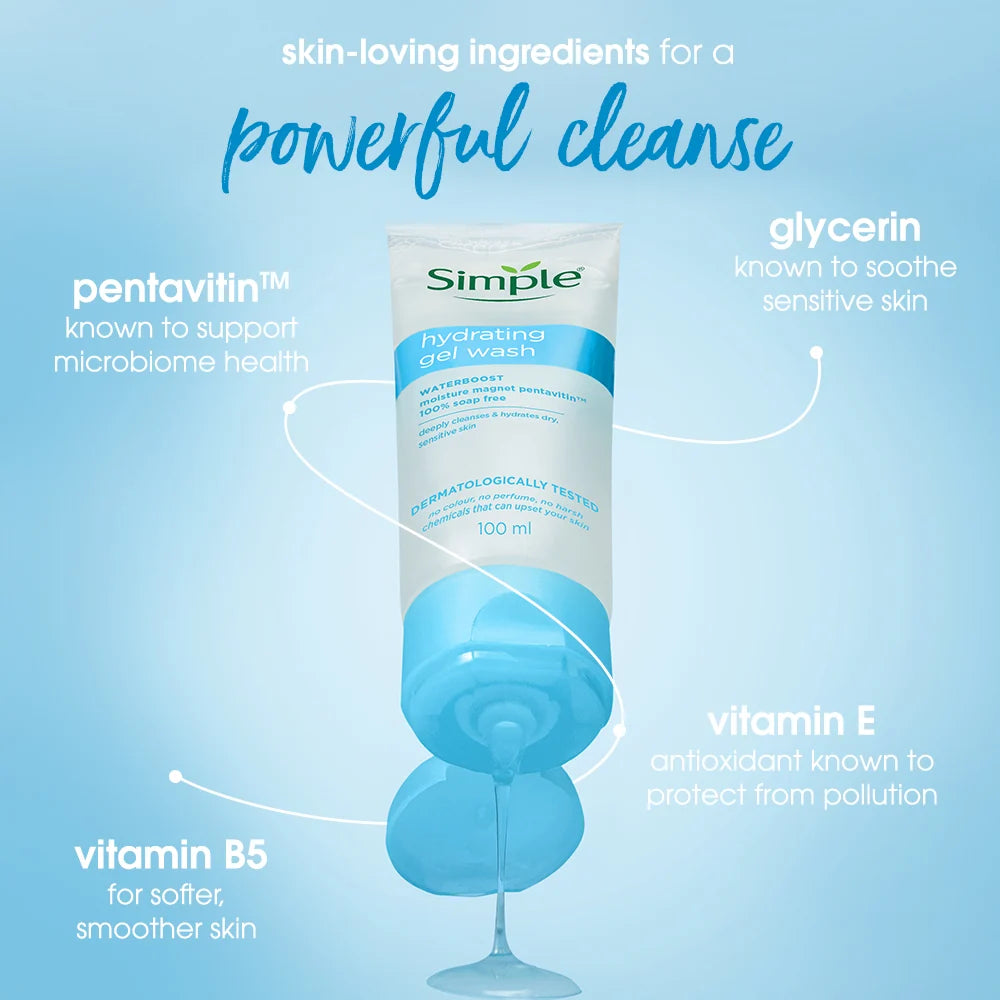 Simple Water Boost Hydrating Gel Wash, 100ml