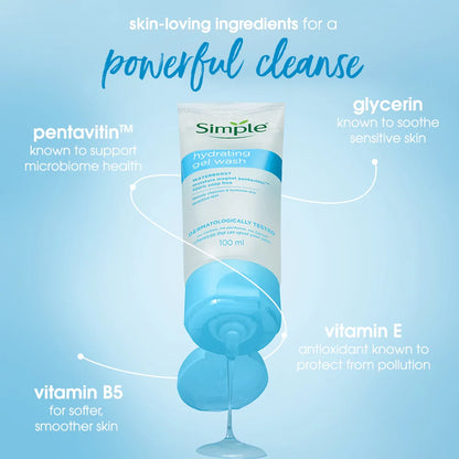 Simple Water Boost Hydrating Gel Wash, 100ml