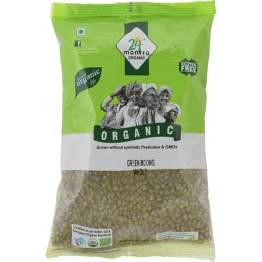 24 Mantra Organic Green Moong Whole - 500 gm