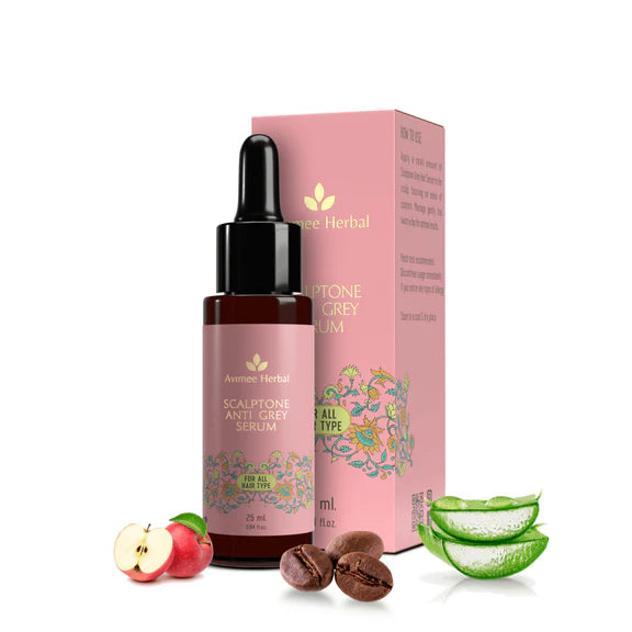 Avimee Herbal Anti Grey Hair Combo - Keshkrishna Hair Oil And Scalptone Grey Hair Serum, Restores Natural Color - combo
