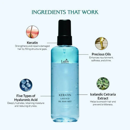 La'dor Keratin Layered Korean Perfume Oil Mist for Heat & Color Protection - 130 ml