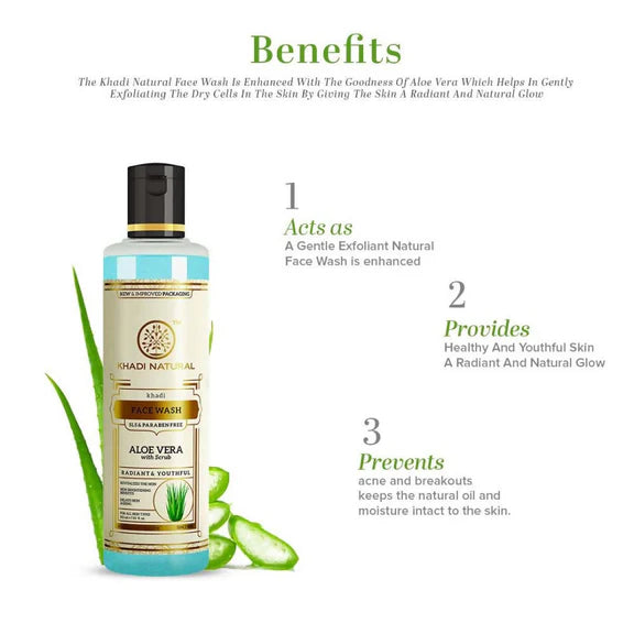Khadi Natural Aloe Vera Face Wash With Scrub - 210 ml