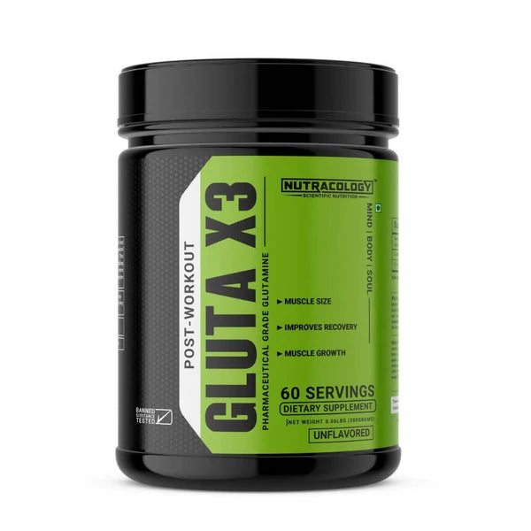 Nutracology Gluta X3 Micronized Glutamine For Muscle Recovery & Strength - 300 gm