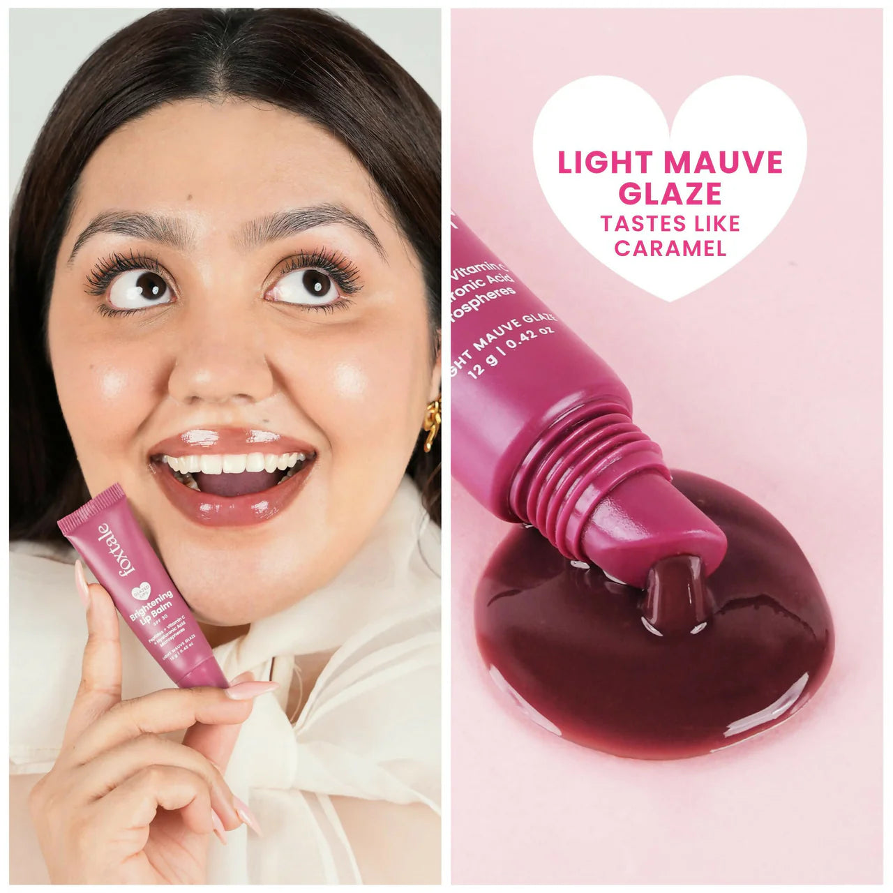 Foxtale Brightening SPF 30 Lip Balm - Light Mauve Glaze (Caramel), Brightens Lips, Reduces Pigmentation