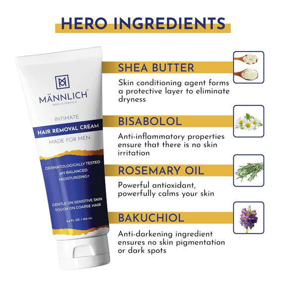Mannlich Intimate Private Hair Removal Cream For Men - 100 ml