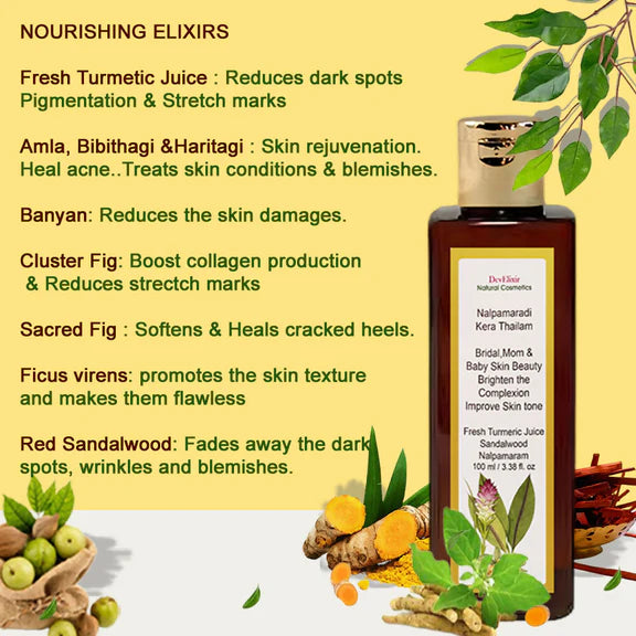DevElixir Nalpamaradi Kera Thailam Skin Bright & Even Tone - 100 ml