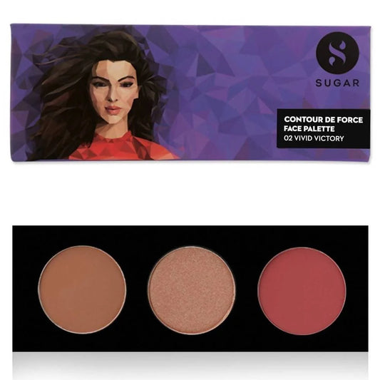 Sugar Cosmetics Contour De Force Face Palette - 02 Vivid Victory - 12 gm