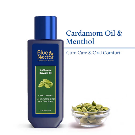 Blue Nectar Cardamom Mint Oil Pulling For Mouth - 100 ml