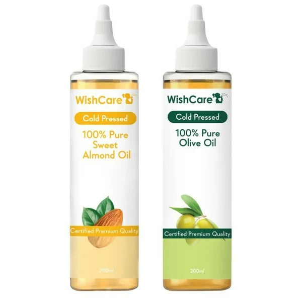 Wishcare 100% Pure Cold Pressed Olive Oil & Badam Rogan Sweet Almond Oil Combo - combo