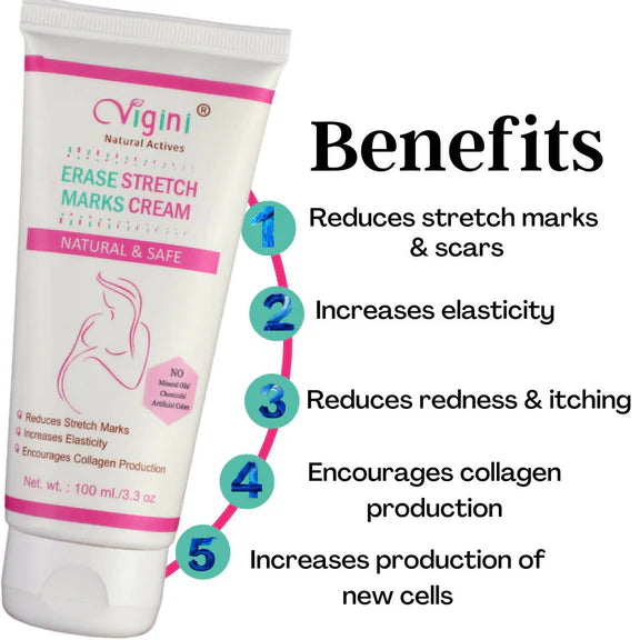 Vigini Natural Actives Stretch Marks Scars Removal Oil Cream - 100 gm