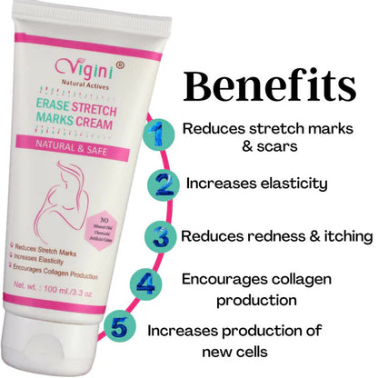 Vigini Natural Actives Stretch Marks Scars Removal Oil Cream - 100 gm