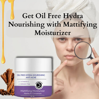 Dermistry Green Tea Vitamin C Oil Free Hydra Nourishing Mattifying Moisturizer Oily Acne Prone Skin - 50 ml
