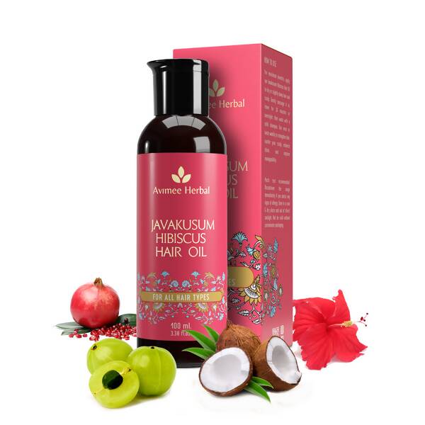Avimee Herbal Javakusum Hibiscus Hair Oil With Coconut, Amla, Pomegranate Seed Oil & Hibiscus Extract - 100 ml