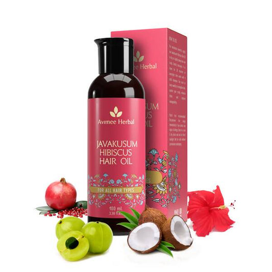 Avimee Herbal Javakusum Hibiscus Hair Oil With Coconut, Amla, Pomegranate Seed Oil & Hibiscus Extract - 100 ml