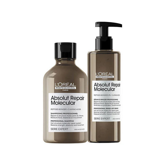L'Oreal Professionnel Absolut Repair Molecular Shampoo & Rinse-Off Serum For Damaged Hair - combo
