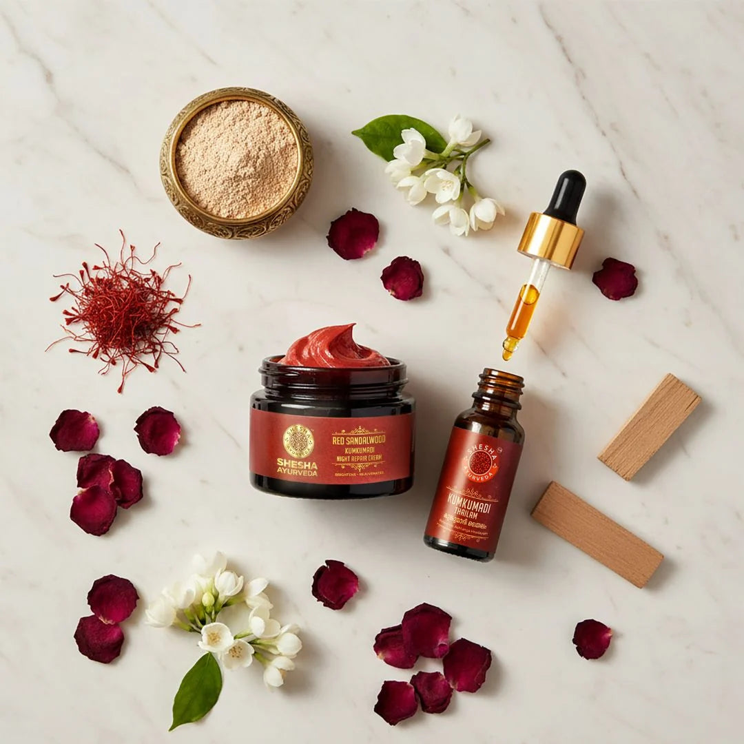 Night Ritual Duo - Red Sandalwood Cream 50g + Kumkumadi Thailam 5ml