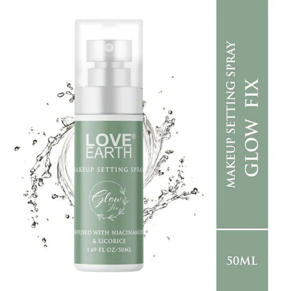 Love Earth Makeup Setting Spray Glow Fix, Infused With Niacinamide & Licorice - 50 ml