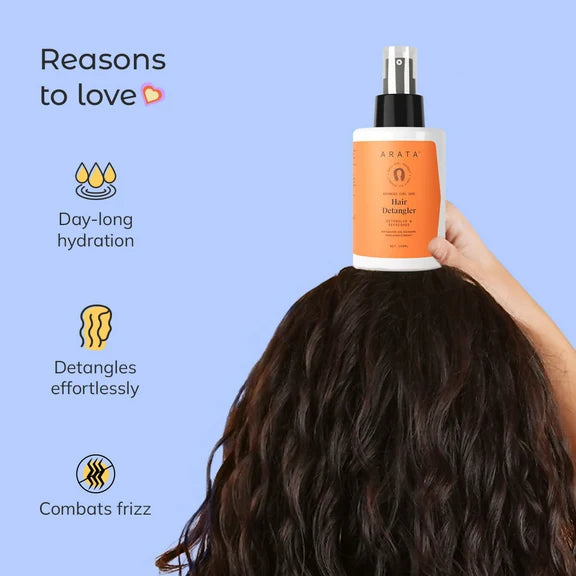 Arata Curl Hair Detangler With Hyaluronic Acid, Niacinamide - Detangles & Strengthens Curls - 100 ml
