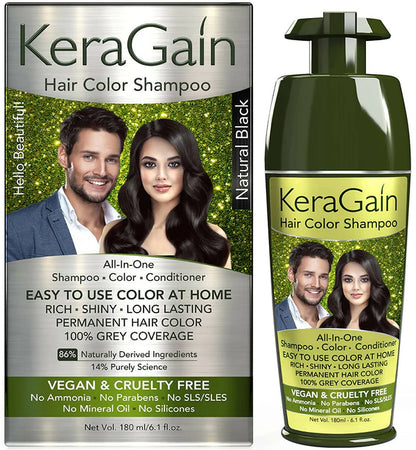 KeraGain Hair Color Shampoo (Black) - 180 ml