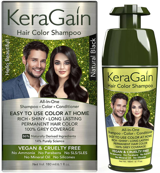 KeraGain Hair Color Shampoo (Black) - 180 ml