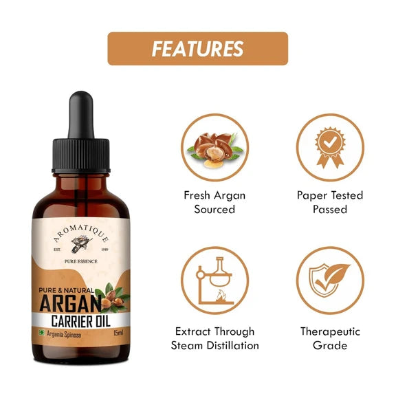 Aromatique Moroccan Argan Oil For Hair Growth & Skin - 15 ml