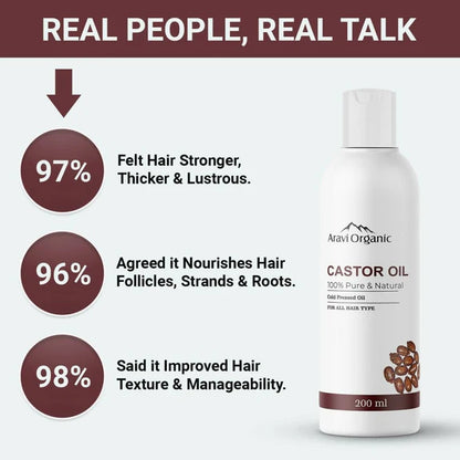 Aravi Organic 100% Pure Cold Pressed Castor Carrier Oil - 200 ml