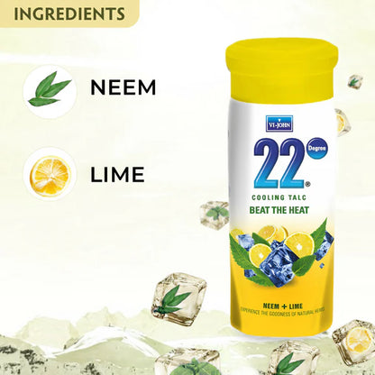 VI-JOHN 22 Degree Cooling Talc Beat the Heat Neem and Lime - 300 gm