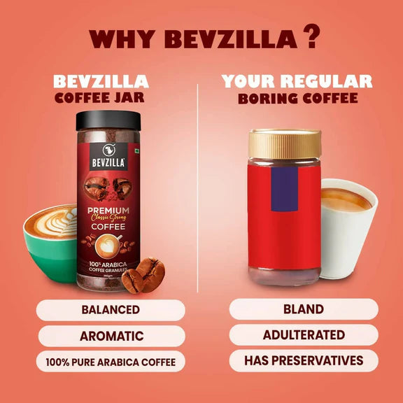 Bevzilla 100% Arabica Instant Classic Strong Coffee Powder - 200 gm